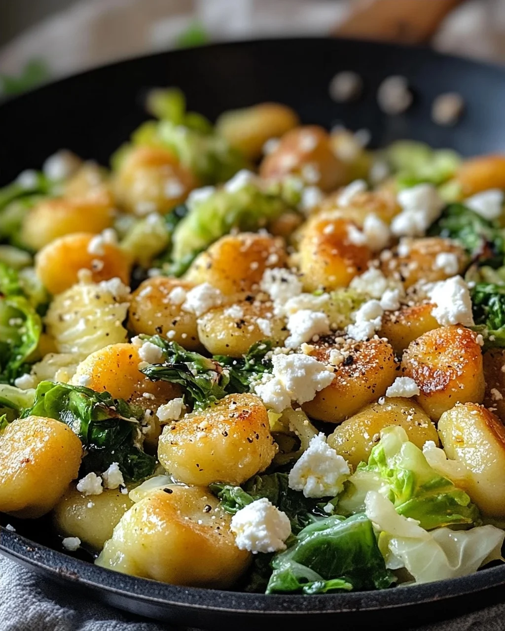 Vegetarische Gnocchi Pfanne mit Spitzkohl