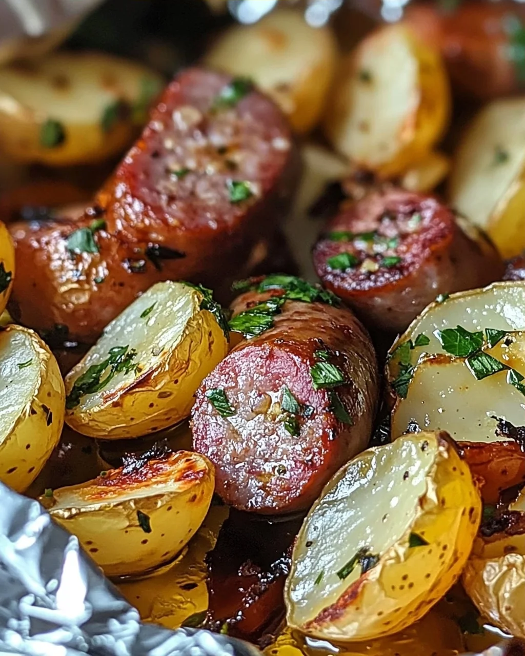 Wurst & Kartoffel Folienpaket schnell und lecker