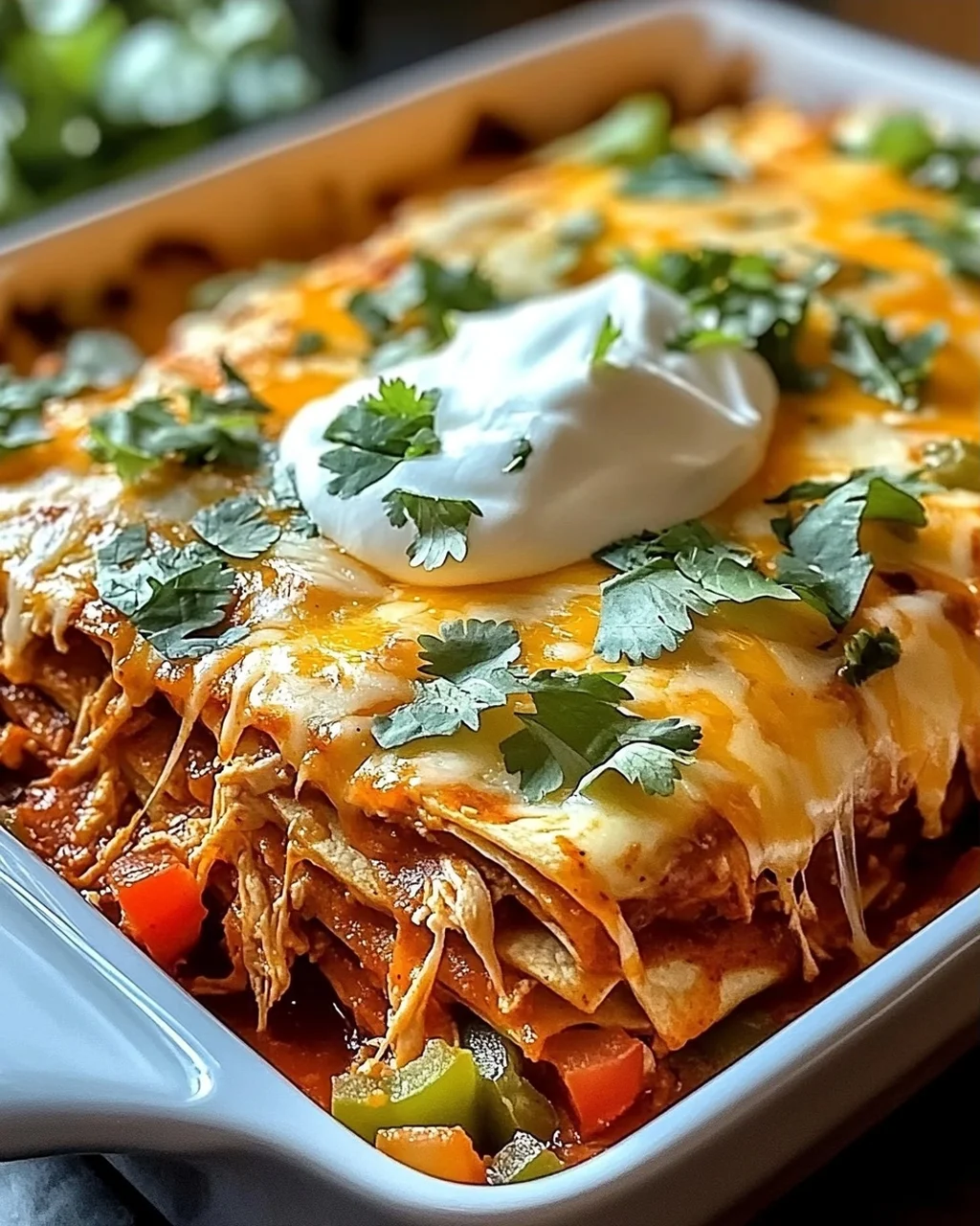Zerrissenes Hühnchen Enchilada Auflauf für Ihre Familie