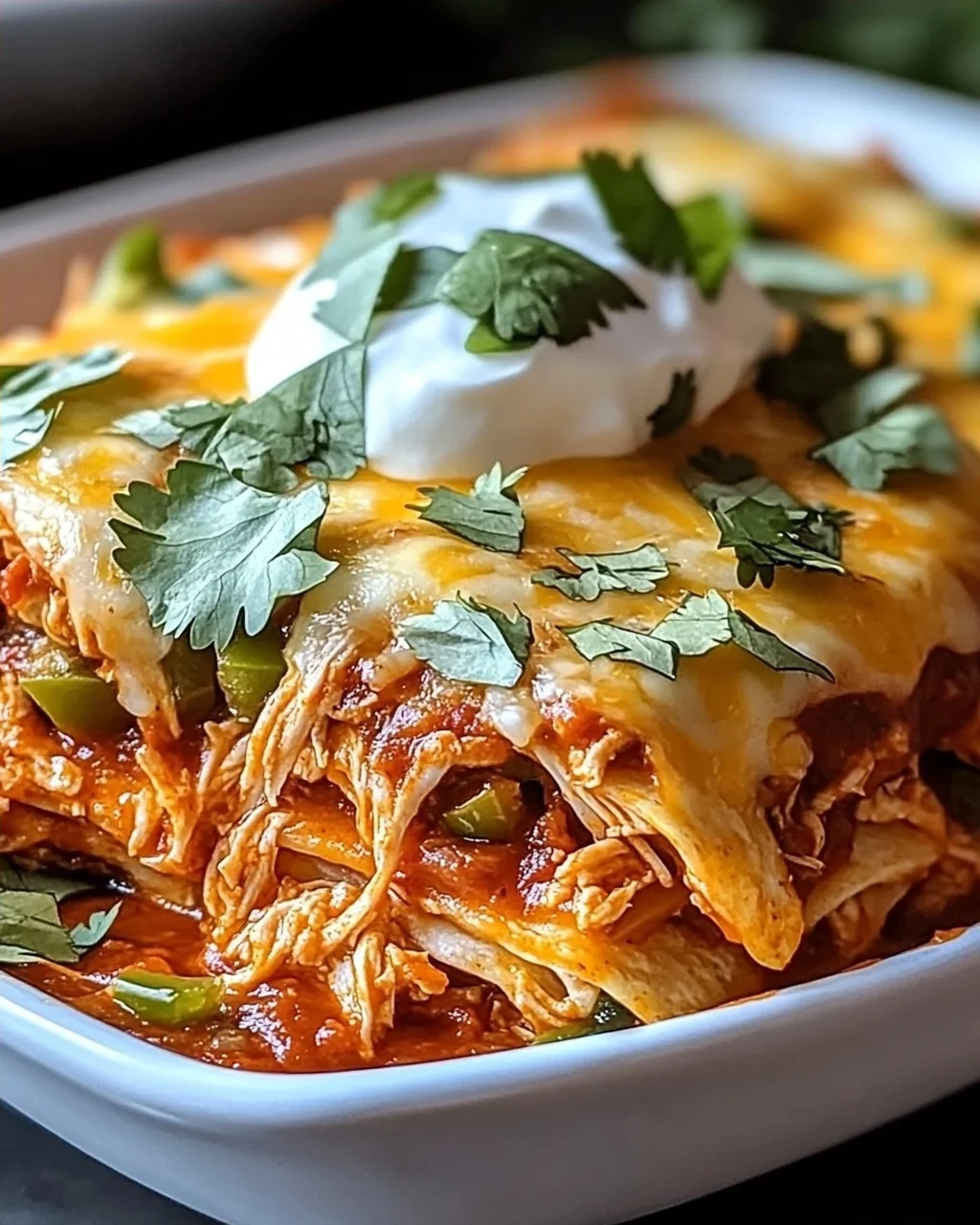 Zerrissenes Hühnchen Enchilada Auflauf für Ihre Familie