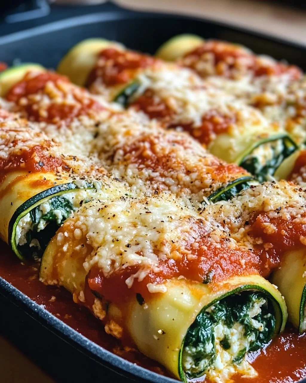 Zucchini-Cannelloni mit Ricotta-Spinat-Füllung